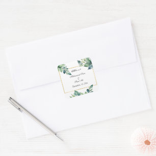 Modern Eucalyptus Leaves Muslim invitation  Square Sticker