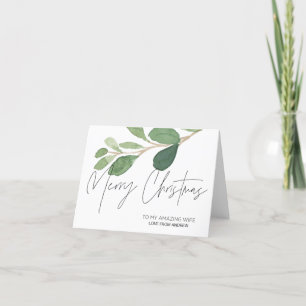 Modern Eucalyptus Merry Christmas Card for My Wife