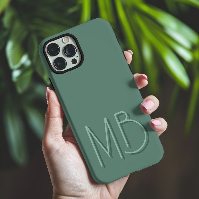 Modern Eucalyptus Monogram Initials Contemporary iPhone Case (Creator Uploaded)