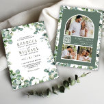 Modern Eucalyptus Photo Collage QR Code Wedding Invitation<br><div class="desc">Amaze your guests with this elegant wedding invite featuring beautiful eucalyptus leaves and modern typography with QR Code for online RSVP. Simply add your event details on this easy-to-use template and adorn this card with your favourite photos to make it a one-of-a-kind invitation.</div>