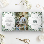 Modern Eucalyptus Photo Collage QR Code Wedding Tri-Fold Invitation<br><div class="desc">Amaze your guests with this elegant wedding invite featuring beautiful eucalyptus leaves and modern typography with online RSVP card. Simply add your event details on this easy-to-use template and adorn this card with your favourite photos to make it a one-of-a-kind invitation.</div>