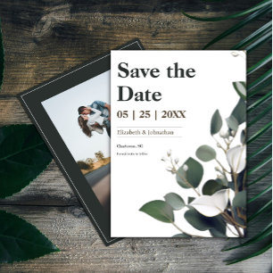 Modern Eucalyptus Photo Save The Date
