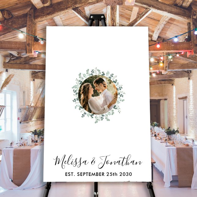 Modern Eucalyptus Photo Wedding Guest Book Poster (Creator Uploaded)