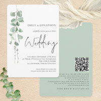 Modern Eucalyptus QR Code Script Wedding