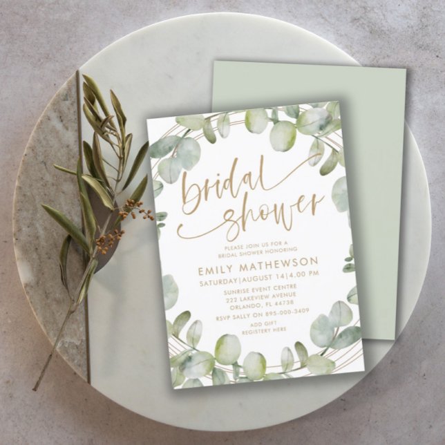 Modern Eucalyptus Sage Green Bridal Shower Invitation (Creator Uploaded)