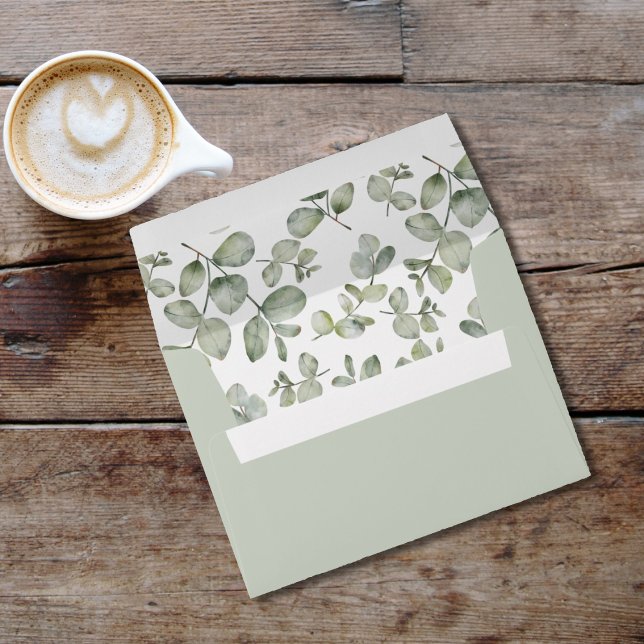 Modern Eucalyptus Sage Green Wedding Envelope (Creator Uploaded)