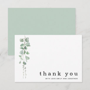Modern Eucalyptus Sage Names Wedding Thank You Card