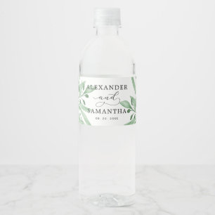 Modern Eucalyptus Succulent Minimalist Wedding Water Bottle Label