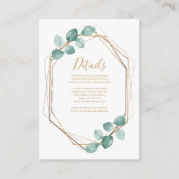 Modern Eucalyptus Watercolor Gold Script Wedding Enclosure Card