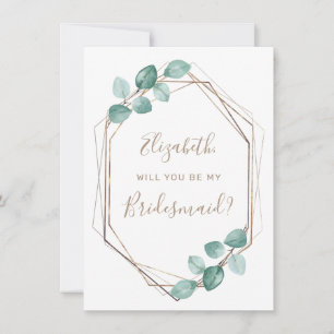 Modern Eucalyptus Watercolor Greenery Bridesmaid Invitation