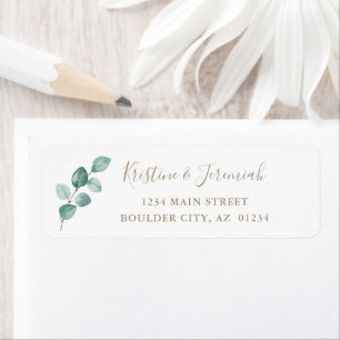 Modern Eucalyptus Watercolor Names Return Address Label