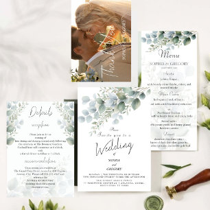 Modern Eucalyptus Watercolor Wedding Invitation