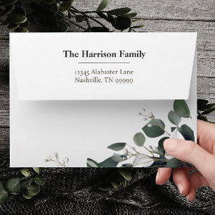 Modern Eucalyptus Wedding Address Envelope