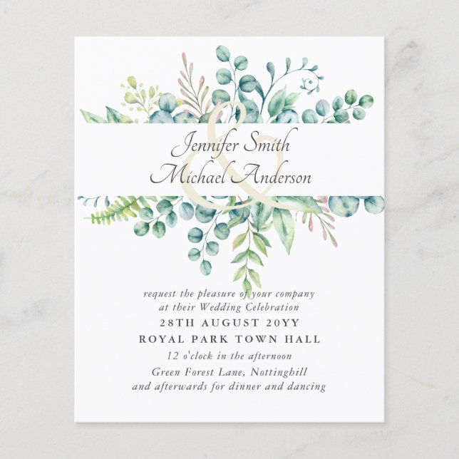 Modern Eucalyptus Wedding Ampersand Greenery (Front)