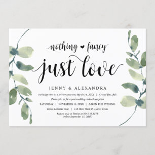 Modern Eucalyptus, Wedding Elopement Celebration Invitation