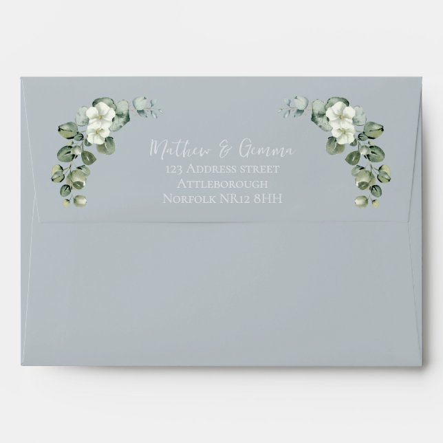 ~Modern Eucalyptus Wedding  Envelope (Back (Top Flap))