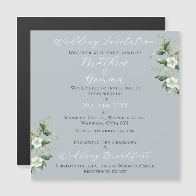 Modern Eucalyptus Wedding Magnetic Invitation (Front/Back)