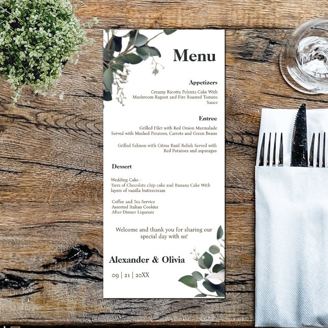 Modern Eucalyptus Wedding Menu (Modern Eucalyptus Wedding Menu)