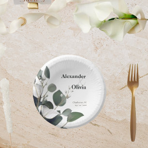 Modern Eucalyptus Wedding Paper Plate