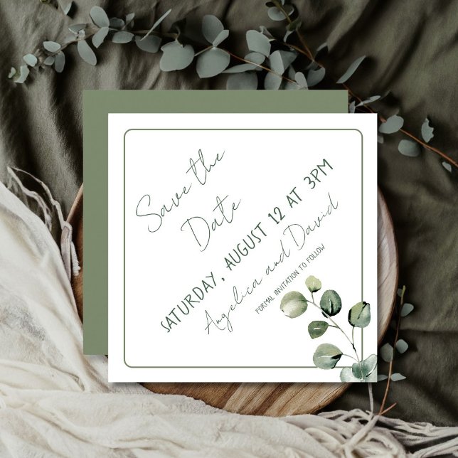 Modern Eucalyptus Wedding Save The Date (Creator Uploaded)