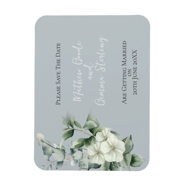~Modern Eucalyptus Wedding Save The Date Magnet (Vertical)