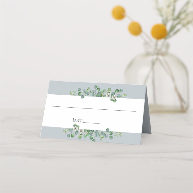 Modern Eucalyptus Wedding Table  Place Card (Front)