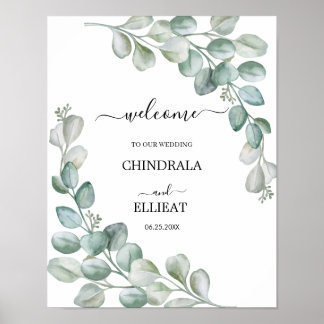 Modern Eucalyptus wedding welcome Poster