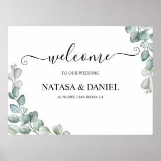 Modern Eucalyptus wedding Welcome Sign