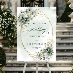 Modern Eucalyptus Wedding Welcome Sign Gold