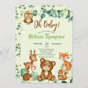 Modern Eucalyptus Woodland Animals Forest Friends  Invitation