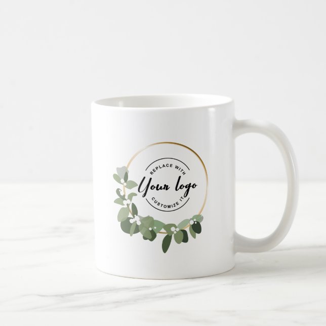 Modern Eucalyptus Wreath Custom Business logo Coffee Mug (Right)
