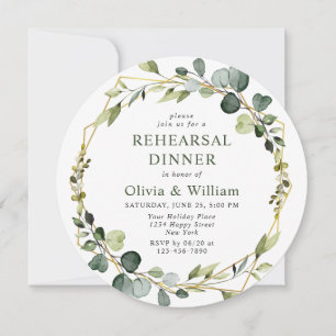 Modern Eucalyptus Wreath Frame REHEARSAL DINNER Invitation