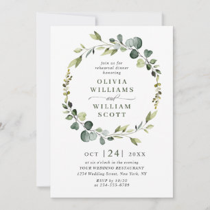 Modern Eucalyptus Wreath Frame REHEARSAL DINNER Invitation
