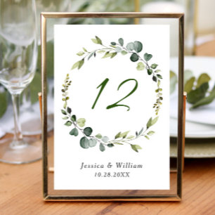 Modern Eucalyptus Wreath Frame Wedding Boho Table Number