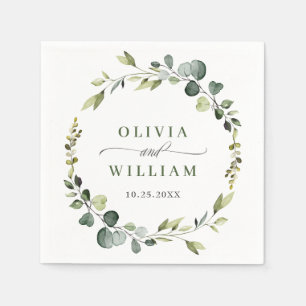 Modern Eucalyptus Wreath Frame Wedding Paper Boho Napkin