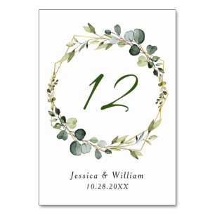 Modern Eucalyptus Wreath Frame Wedding Table Number