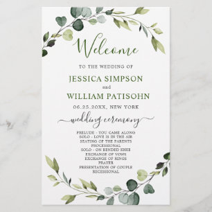 Modern Eucalyptus Wreath Wedding Ceremony Program 