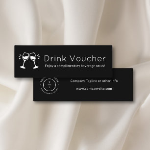 Modern Event Business Logo Black Drink Voucher Mini Business Card