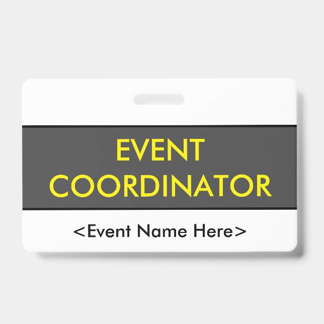 Modern "EVENT COORDINATOR" Badge ID Badge (Front)