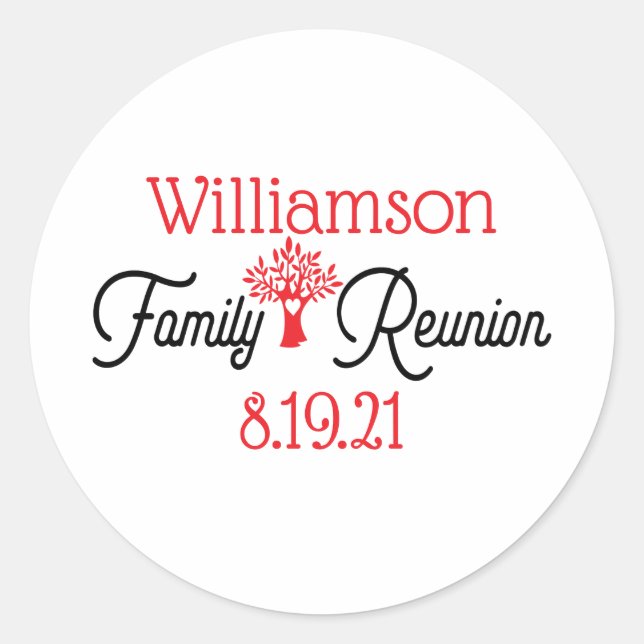 Modern Event Family Reunion Classic Round Sticker (Front)
