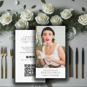Modern Event Planner Photo QR Code Social Media Business Card
