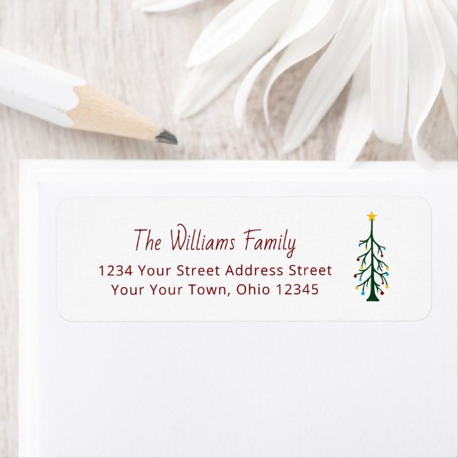 Modern Evergreen Christmas Tree Return Address Label (Insitu)