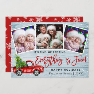 Modern Everything is Fine 2021 Christmas 3 Photo Holiday Card