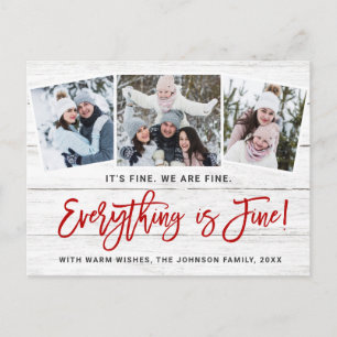 Modern Everything is Fine Christmas 3 Photo Postcard
