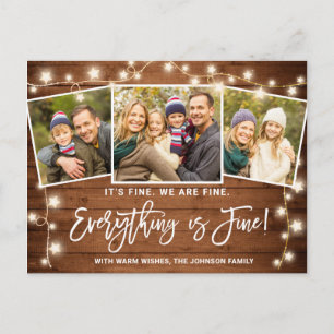 Modern Everything is Fine Christmas 3 Photo Postcard