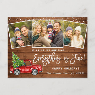 Modern Everything is Fine Christmas 3 Photo Postcard