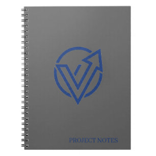 Modern Executive Charcoal Grey Notebook Cobalt