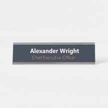 Modern Executive Navy Blue & Gold Desk Name Plate
