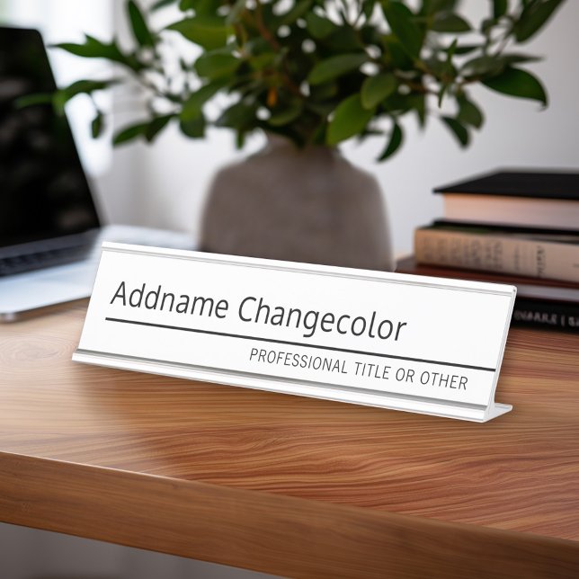 Modern Executive with Name and Title with Line Desk Name Plate (Custom Name Plate - Executive Desk Sign with Name and title or other text)