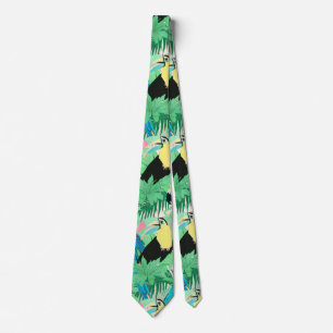 Modern Exotic Birds & Foliage Tropical Design Tie